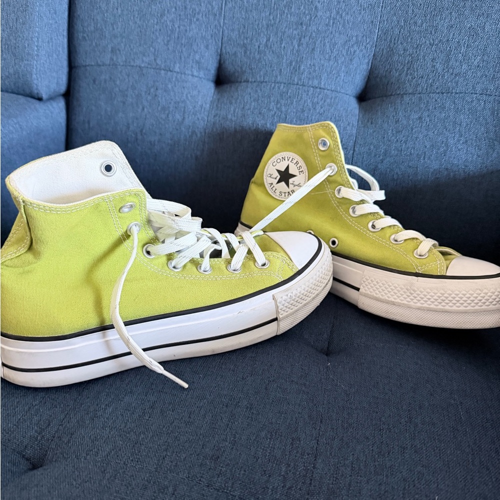 Converse High-Tops in Lime Green and White